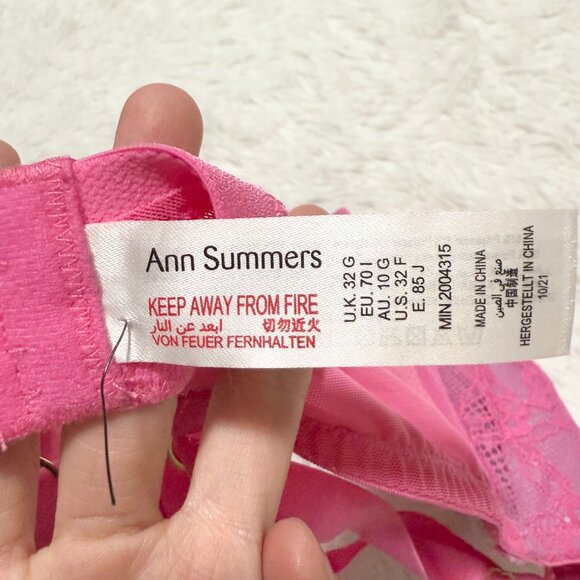 Women Ann Summers Sexy Lace Padded Plunge Underwired Bra in Pink Size 32F - Picture 6 of 8